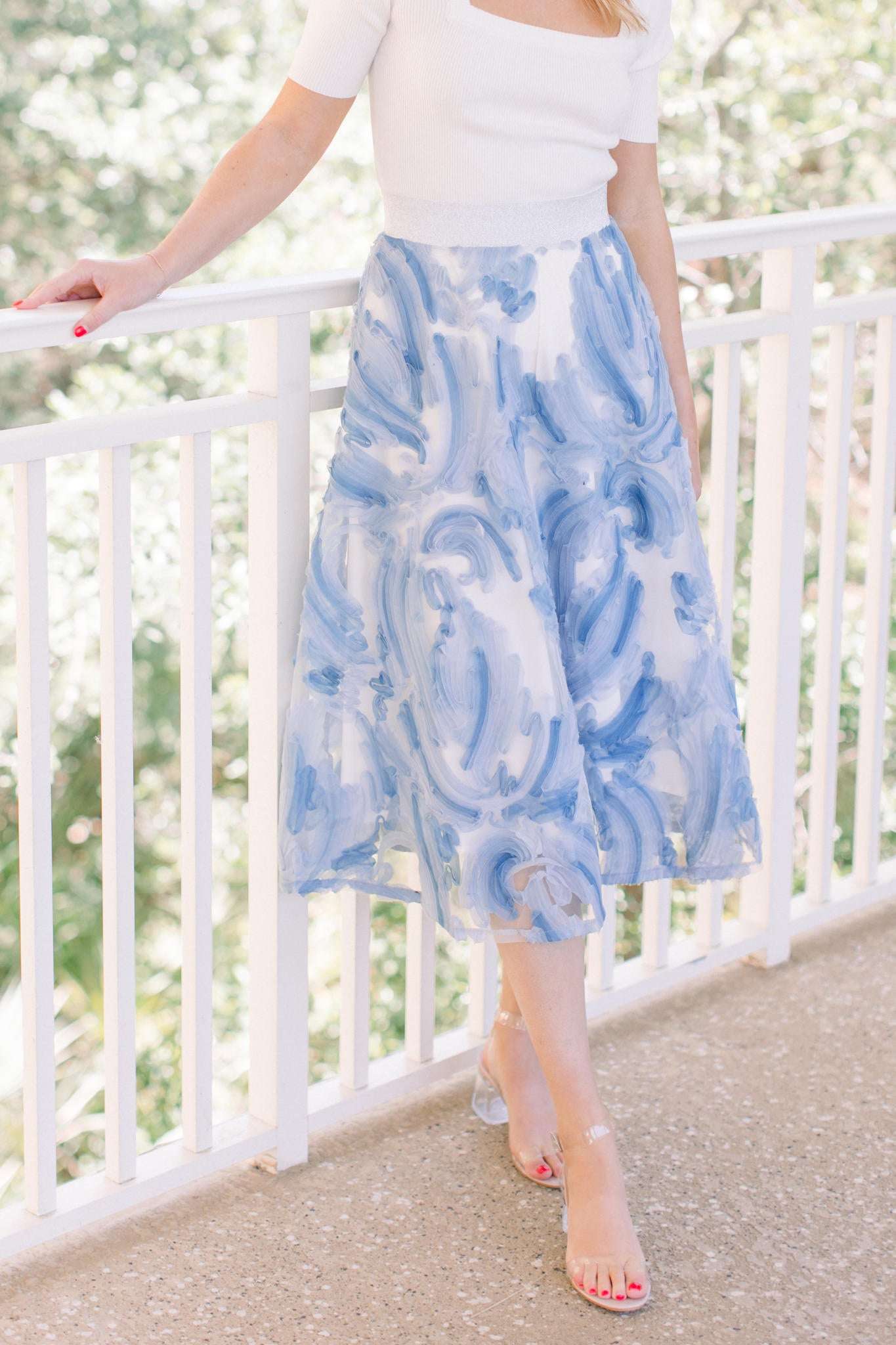 Textured Blue Midi Skirt – Love, Odette
